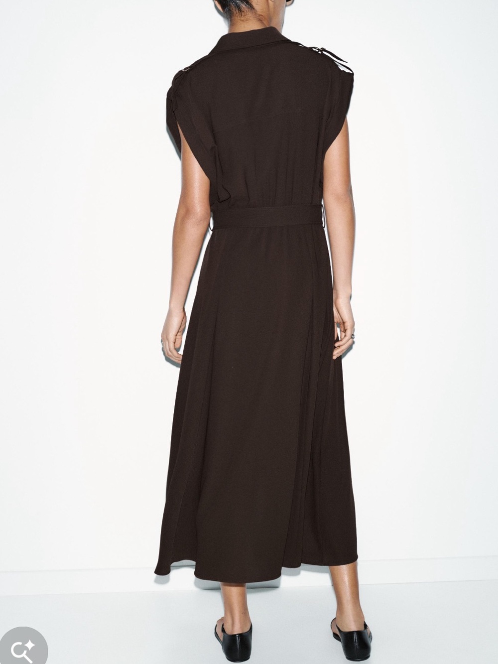 Zara Chocolate Brown Belted Maxi Dress